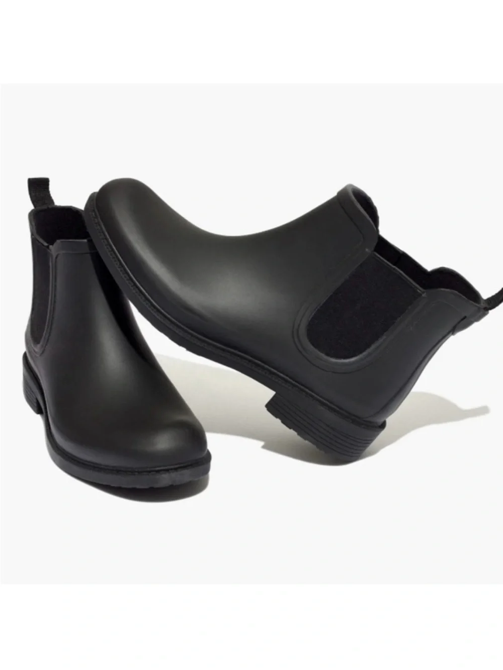 Madewell - The Chelsea Black Round Toe Pull On Rain Ankle Boots Size 9